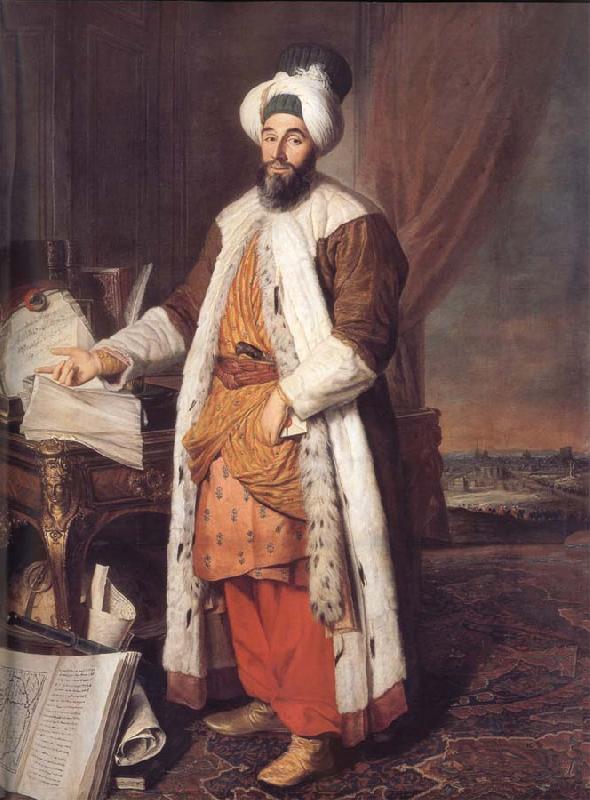 Aved, Jacques-Andre-Joseph Portrait of the Pasha Mehmed Said,Bey of Rovurelia,Ambassador of Sultan Mahmud i at Versailles oil painting picture